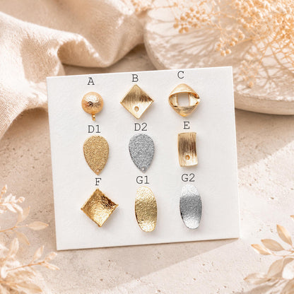 10pcs Gold Curved Rhombus Earring With A Loop, Real Gold Plated Brass Geometric Earring Studs (GB-3214)