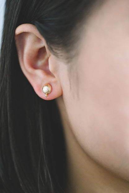 10pcs Gold Curved Rhombus Earring With A Loop, Real Gold Plated Brass Geometric Earring Studs (GB-3214)