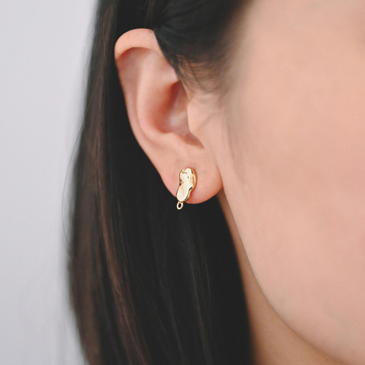10pcs Gold/ Silver waved Round Disc textured Ear Posts 12x10mm, 18K Gold/ Rhodium plated Brass, Geometric Stud Earring Components (GB-1161)