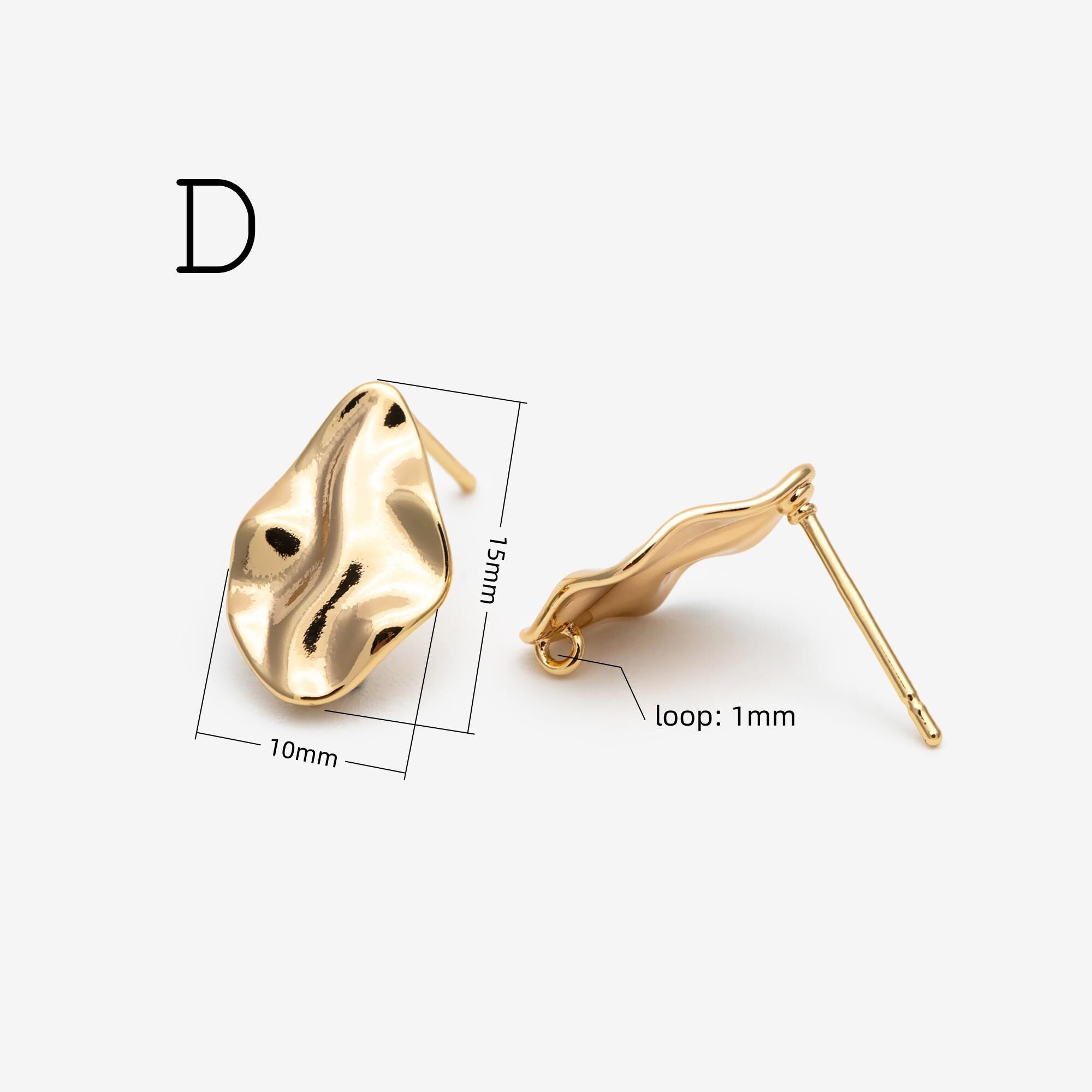 10pcs Gold Cloud Earrings, Stud Earring with loops, Gold plated Brass Ear Posts (#GB-3956)