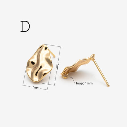 10pcs Gold Cloud Earrings, Stud Earring with loops, Gold plated Brass Ear Posts (#GB-3956)