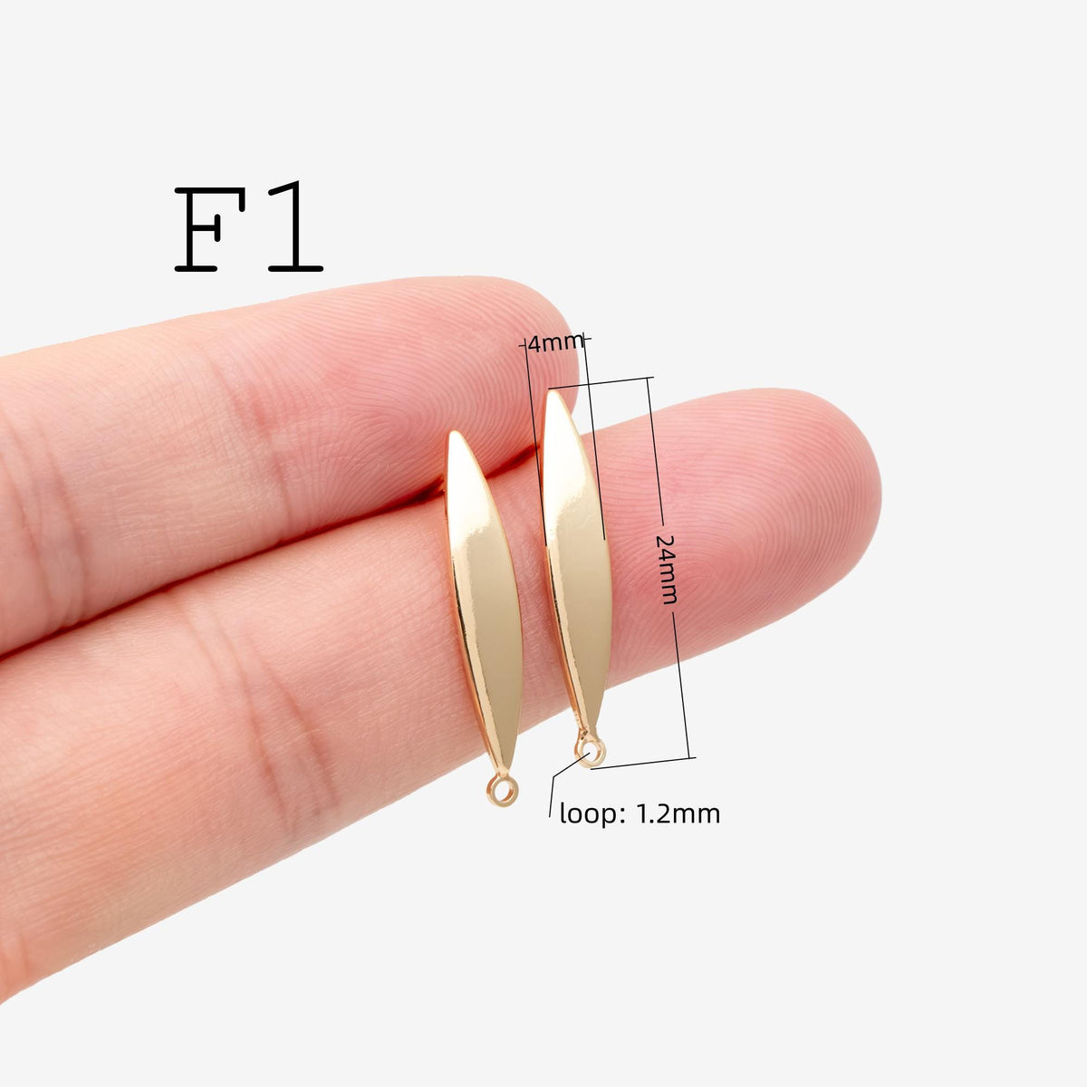 10pcs Gold Ear Posts with Loops, 18K Gold Plated Brass, Square Triangle Rhombus Round, Geometric Stud Earring Components (GB-494)