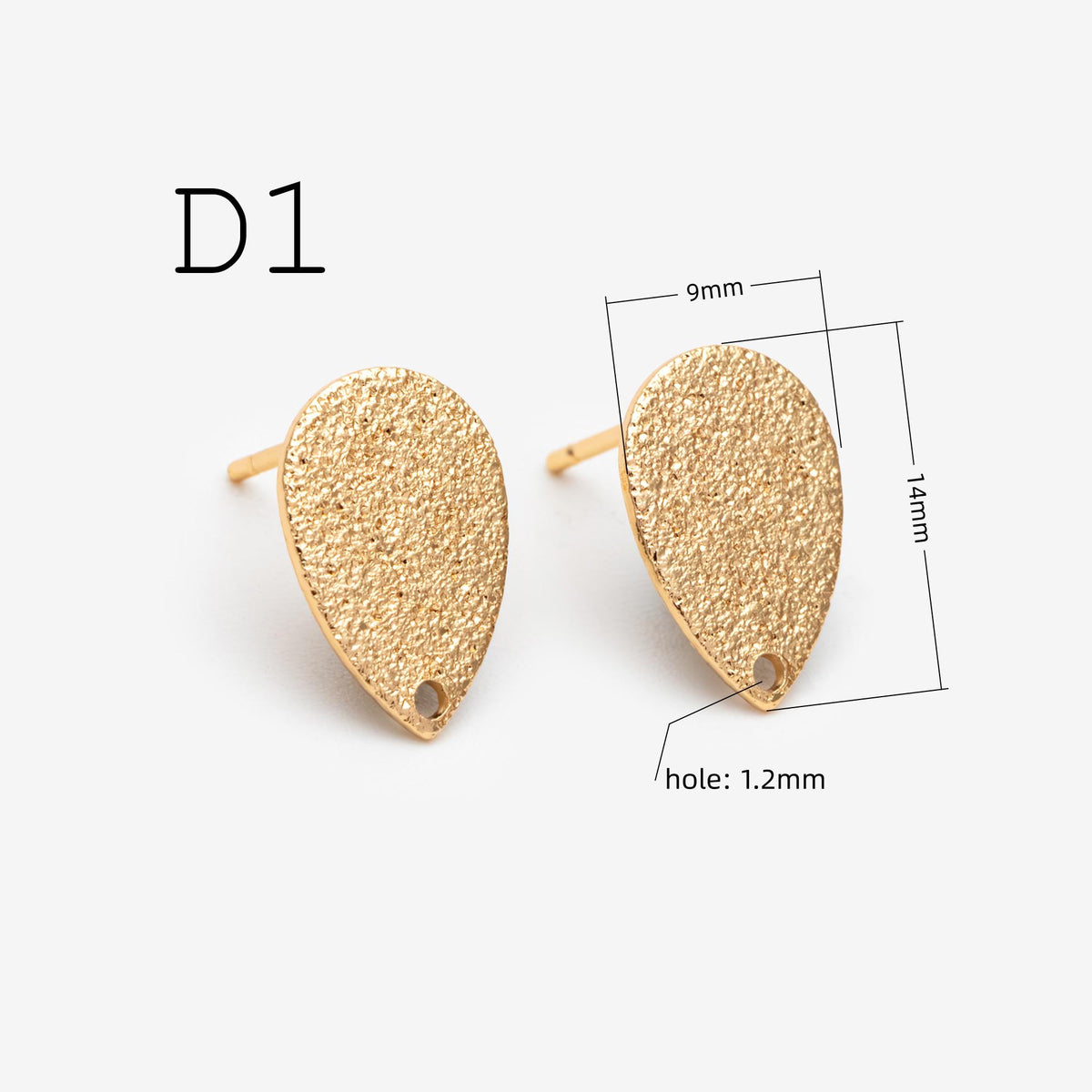 10pcs Gold Curved Rhombus Earring With A Loop, Real Gold Plated Brass Geometric Earring Studs (GB-3214)
