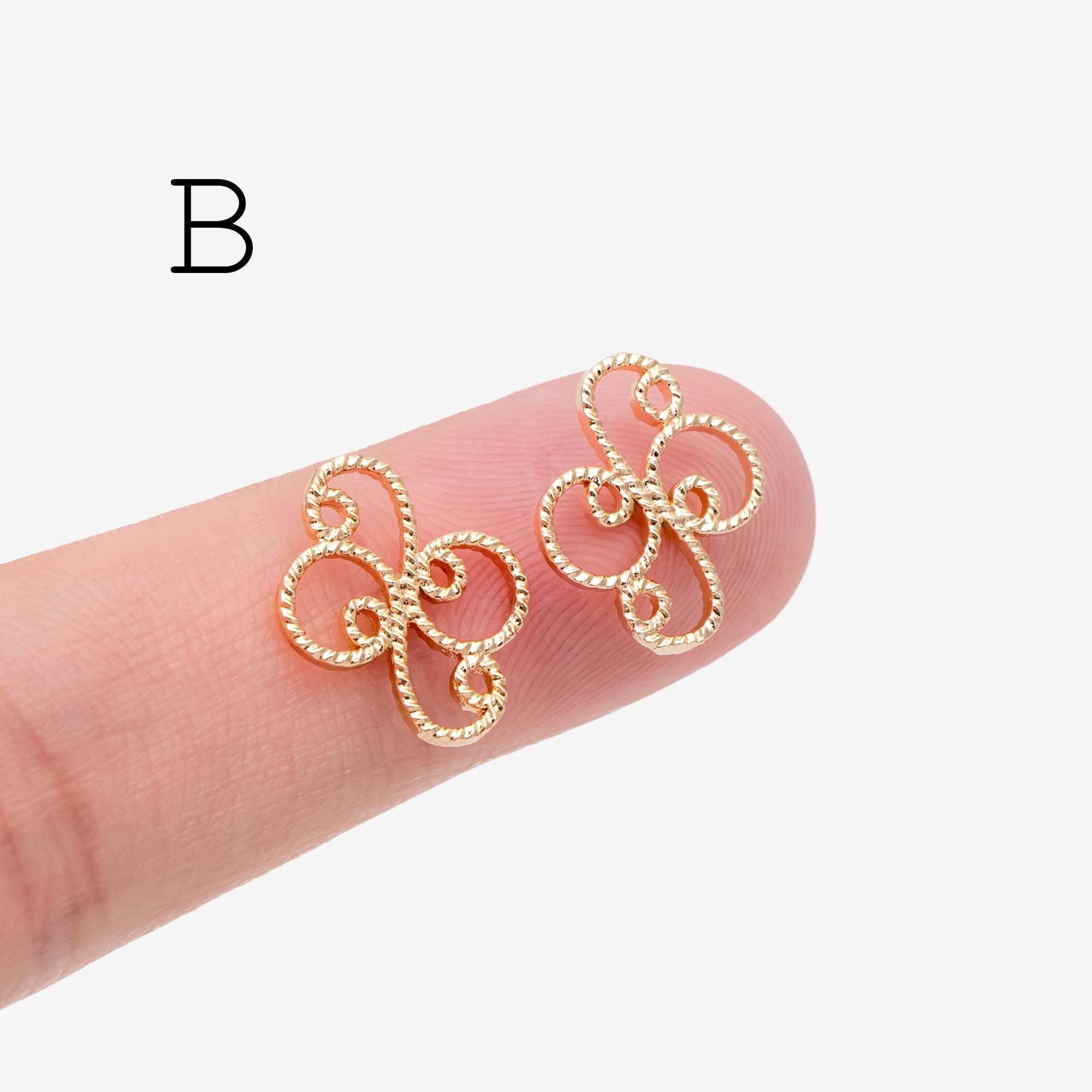 10pcs Gold Filigree Flower Charm Pendants, Gold plated Brass, Jewelry Making, Diy Material, Jewelry Supplies (GB-114)