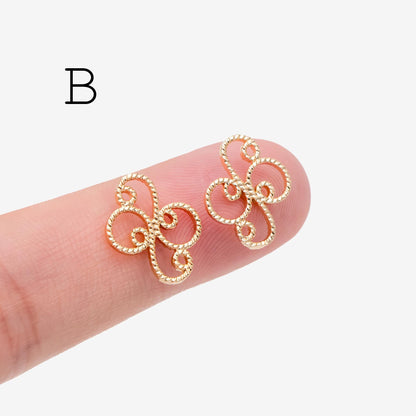 10pcs Gold Filigree Flower Charm Pendants, Gold plated Brass, Jewelry Making, Diy Material, Jewelry Supplies (GB-114)