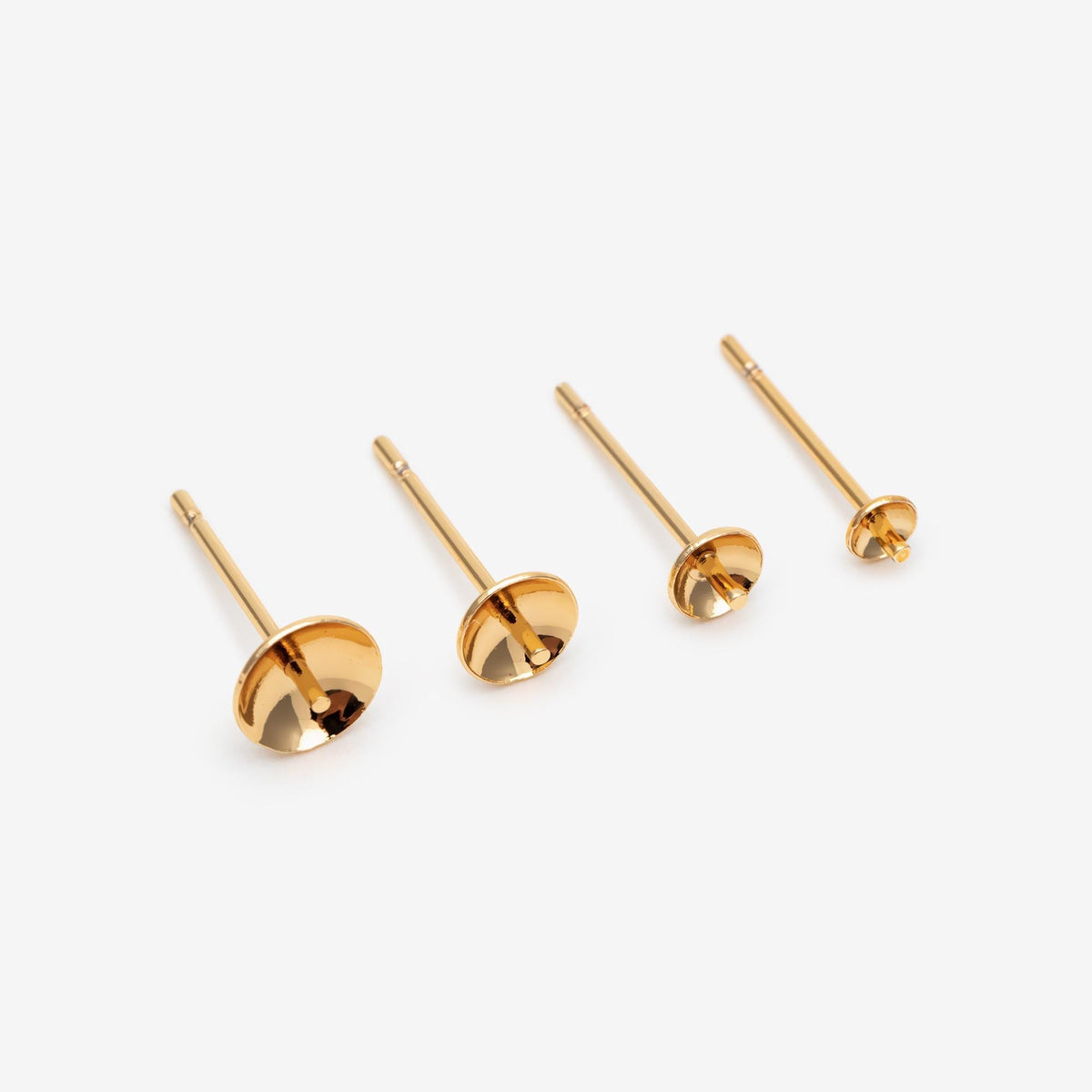 20pcs Gold plated Brass Ear Stud Posts with 4/6mm Cup Peg (GB-1674)