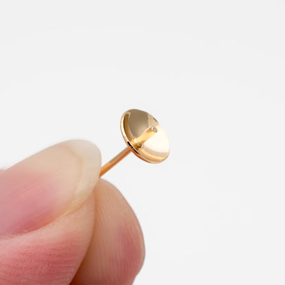 20pcs Gold plated Brass Ear Stud Posts with 4/6mm Cup Peg (GB-1674)