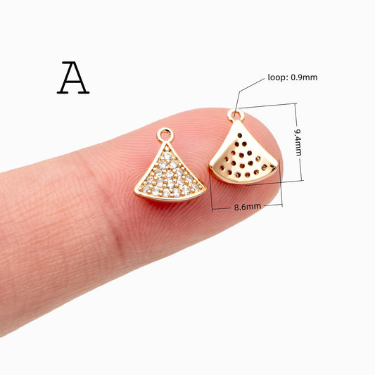 4pcs CZ pave Gold Geometric Connectors , Gold plated Brass Links with 2 Loops, CZ Rhinestone Pave Charm Pendants (GB-160)