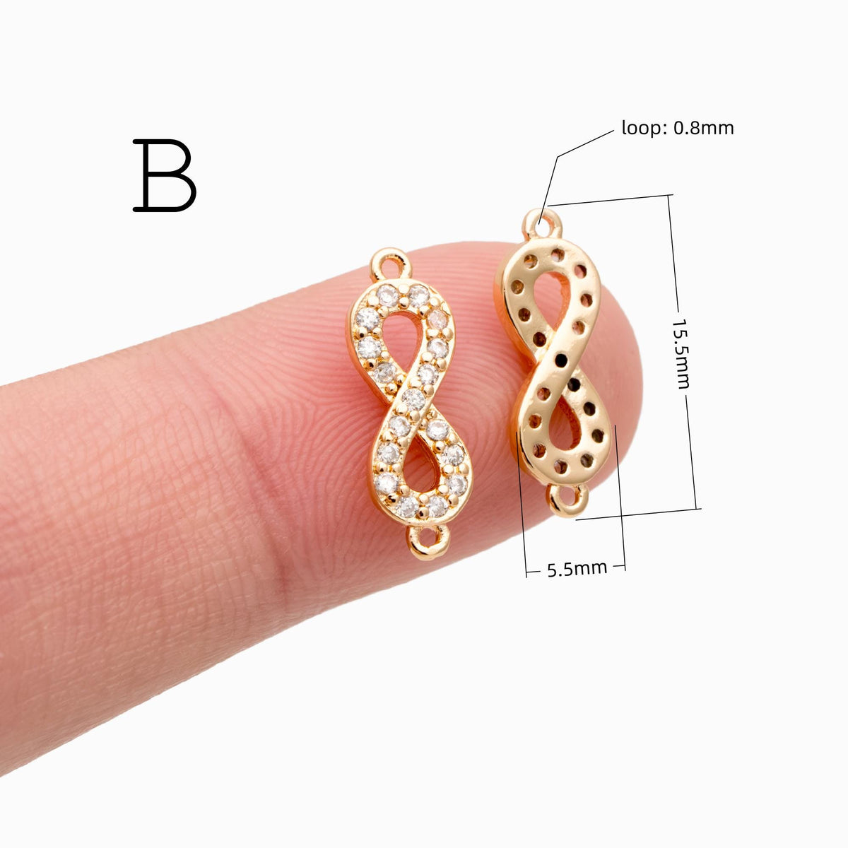 4pcs CZ pave Gold Geometric Connectors , Gold plated Brass Links with 2 Loops, CZ Rhinestone Pave Charm Pendants (GB-160)