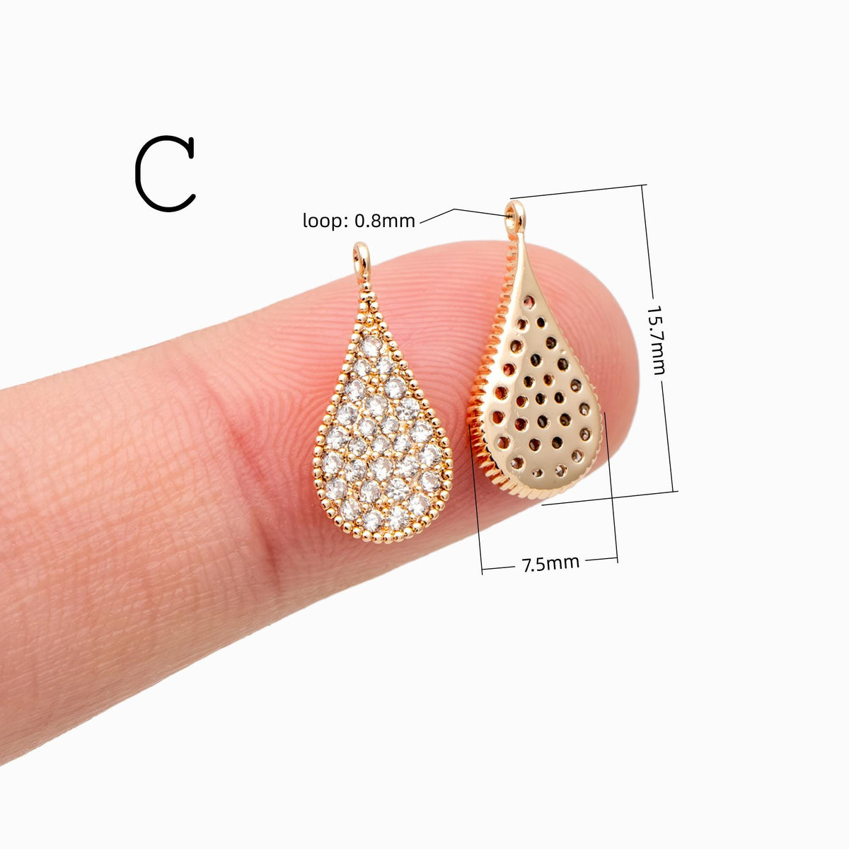 4pcs CZ pave Gold Geometric Connectors , Gold plated Brass Links with 2 Loops, CZ Rhinestone Pave Charm Pendants (GB-160)
