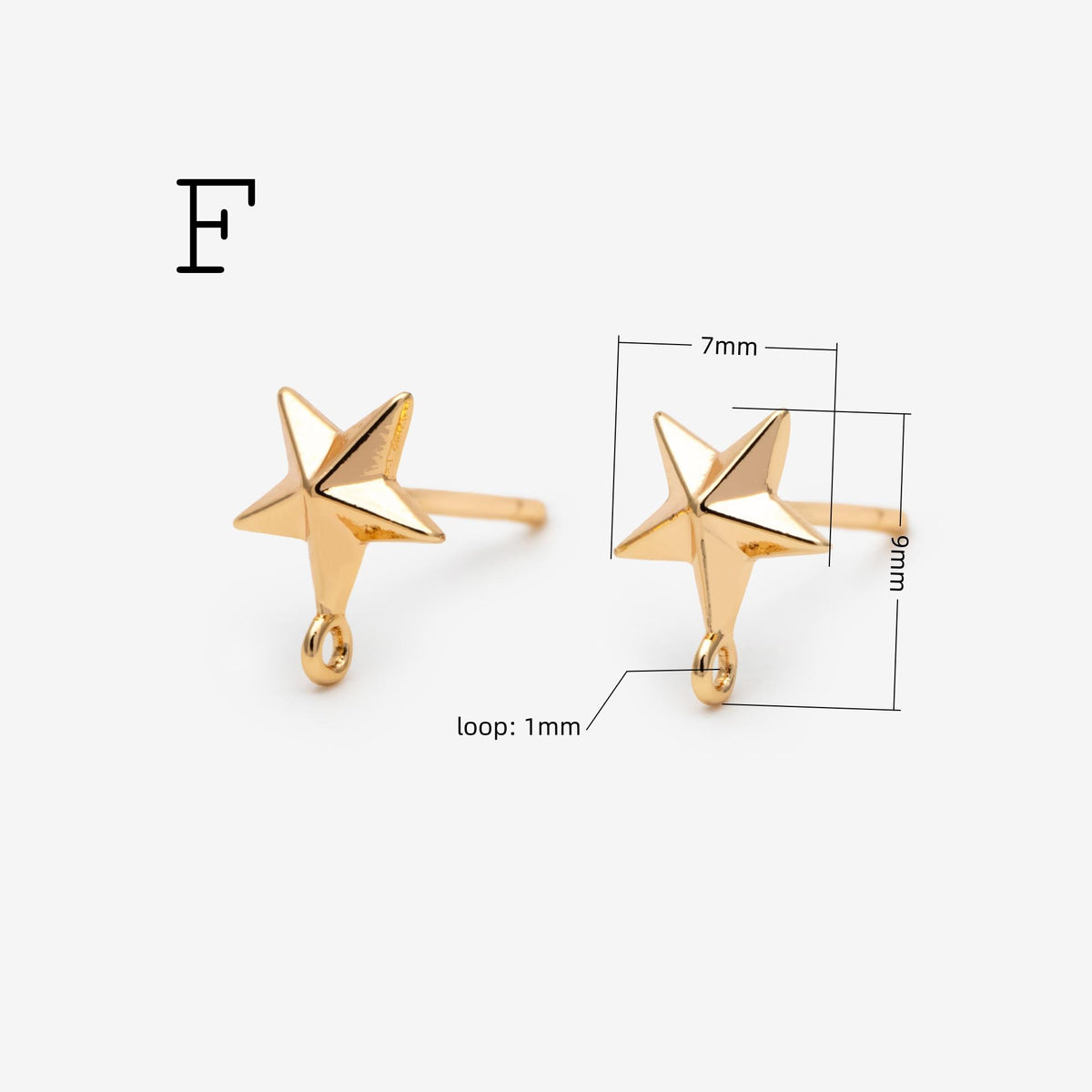 4pcs Moon and Star Earring, Gold Plated Brass Stud Earrings (#GB-311)