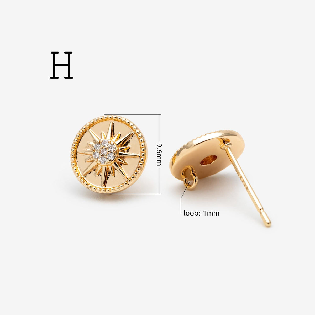 4pcs Moon and Star Earring, Gold Plated Brass Stud Earrings (#GB-311)