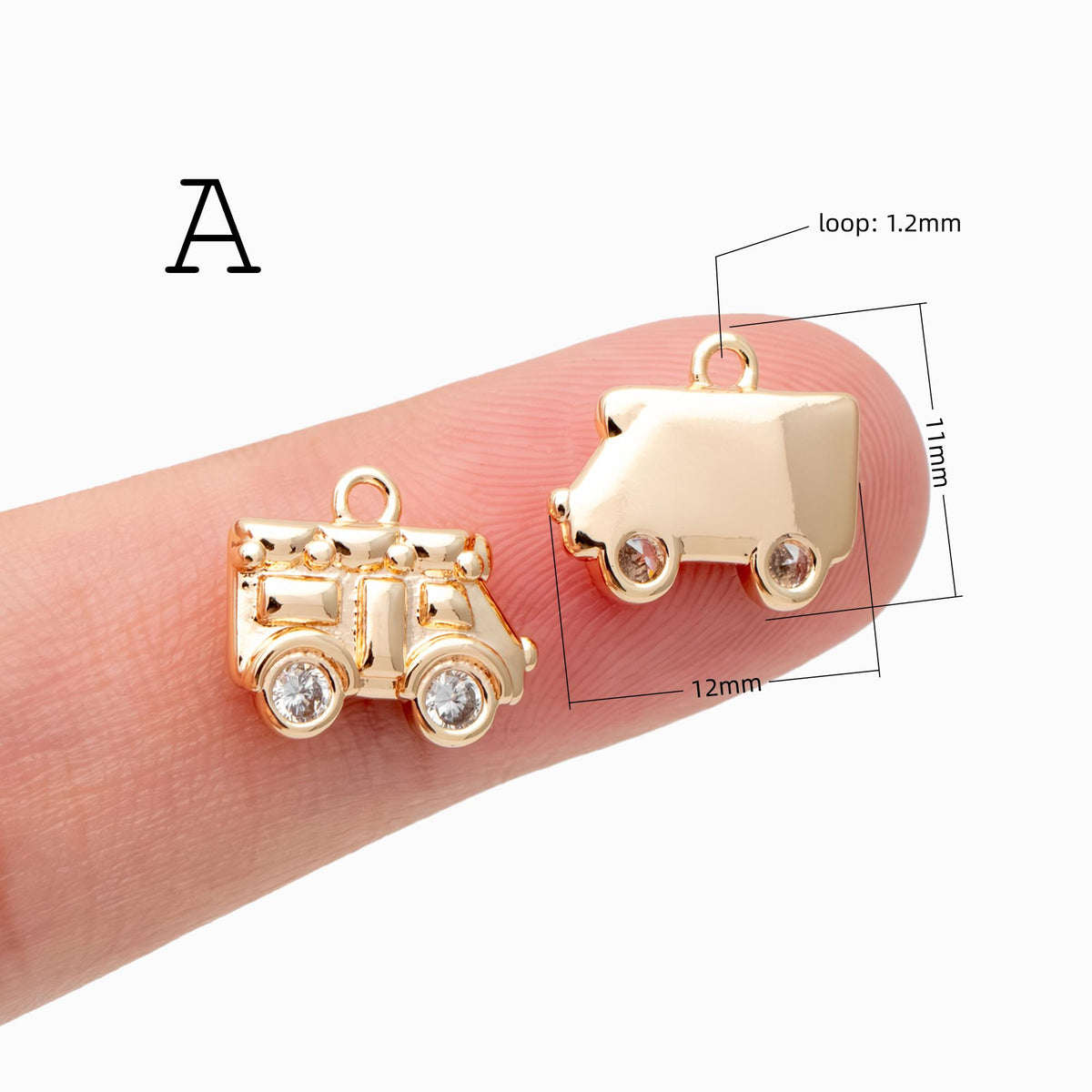 4pcs CZ Pave Christmas Charms: 18K Gold Plated Brass, DIY Jewelry Making, (GB-713)
