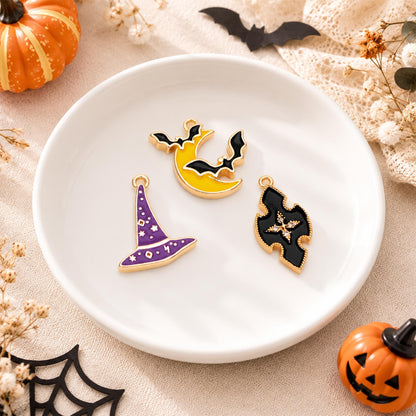 4pcs Enamel Halloween Charms, Gold plated Alloy, Jewelry Making Supply (GB-4708)