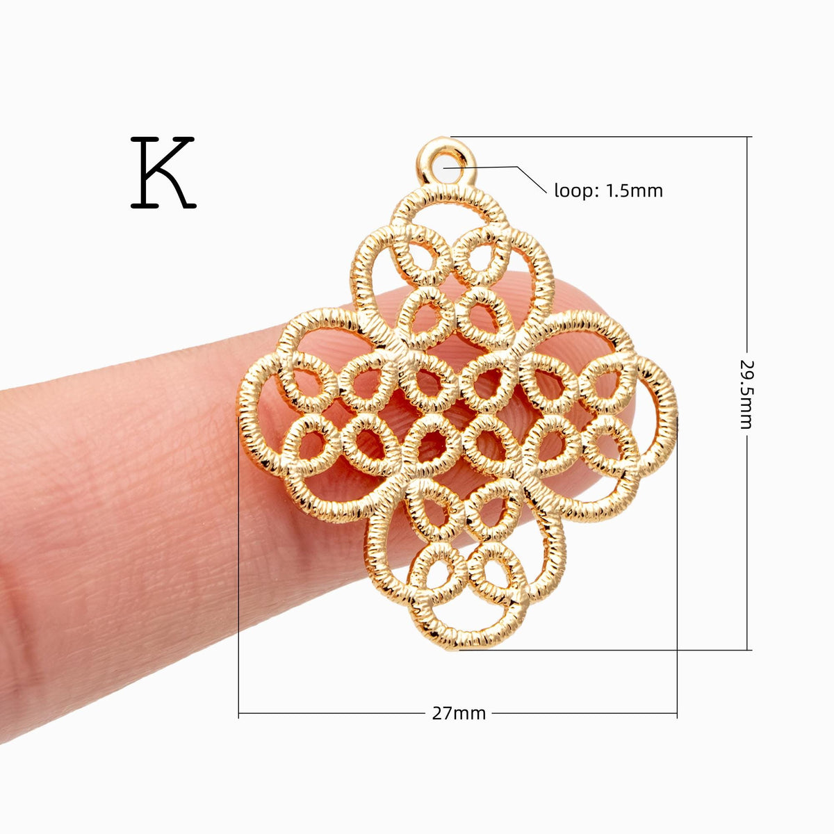 10pcs Gold plated Brass Filigree Charm Pendants, Earring Findings, Jewelry Making, Diy Material, Jewelry Supplies (GB-890)