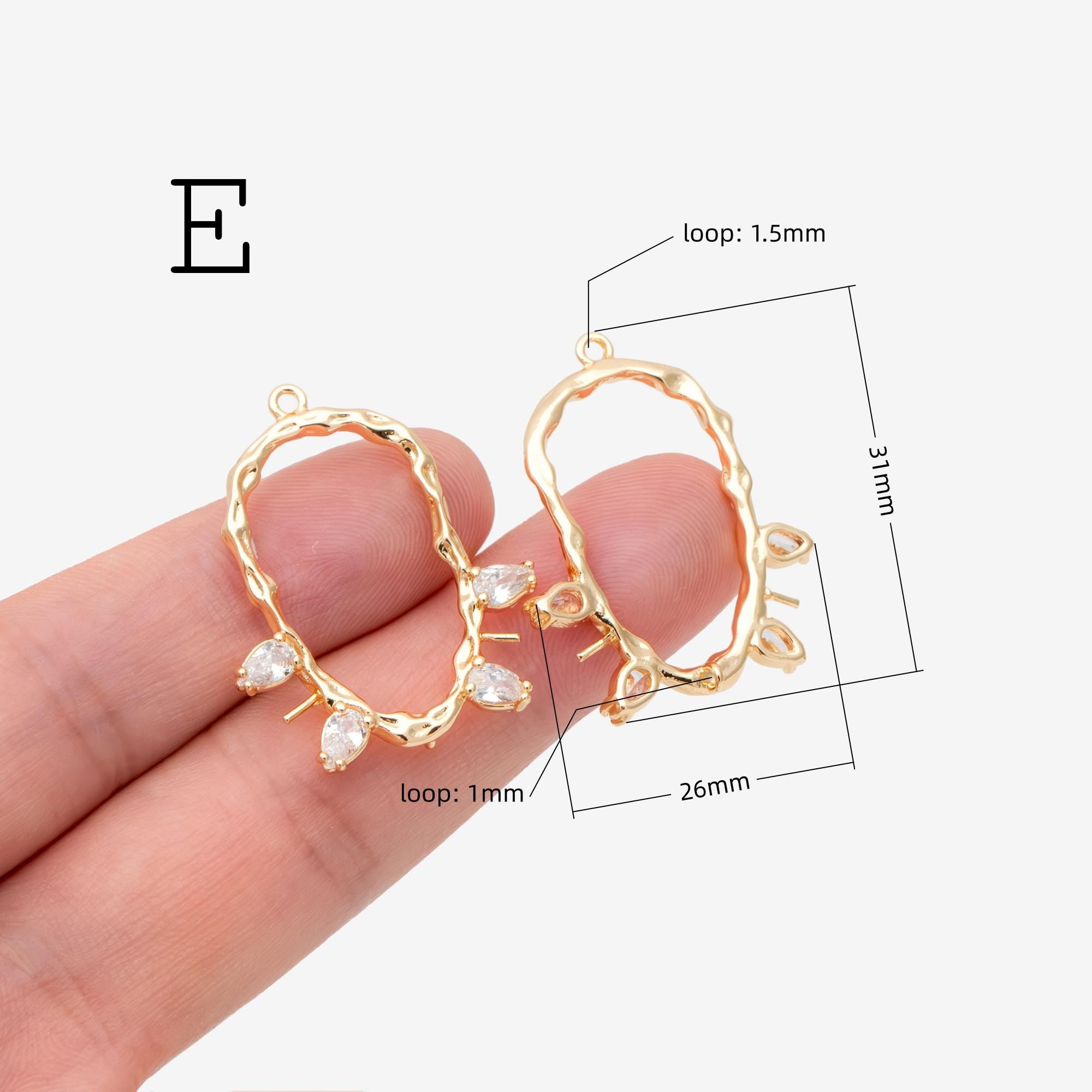 4pcs CZ Pave Gold melting Charm Connectors, 18K Gold plated Brass, Geometric Pendants (GB-913)