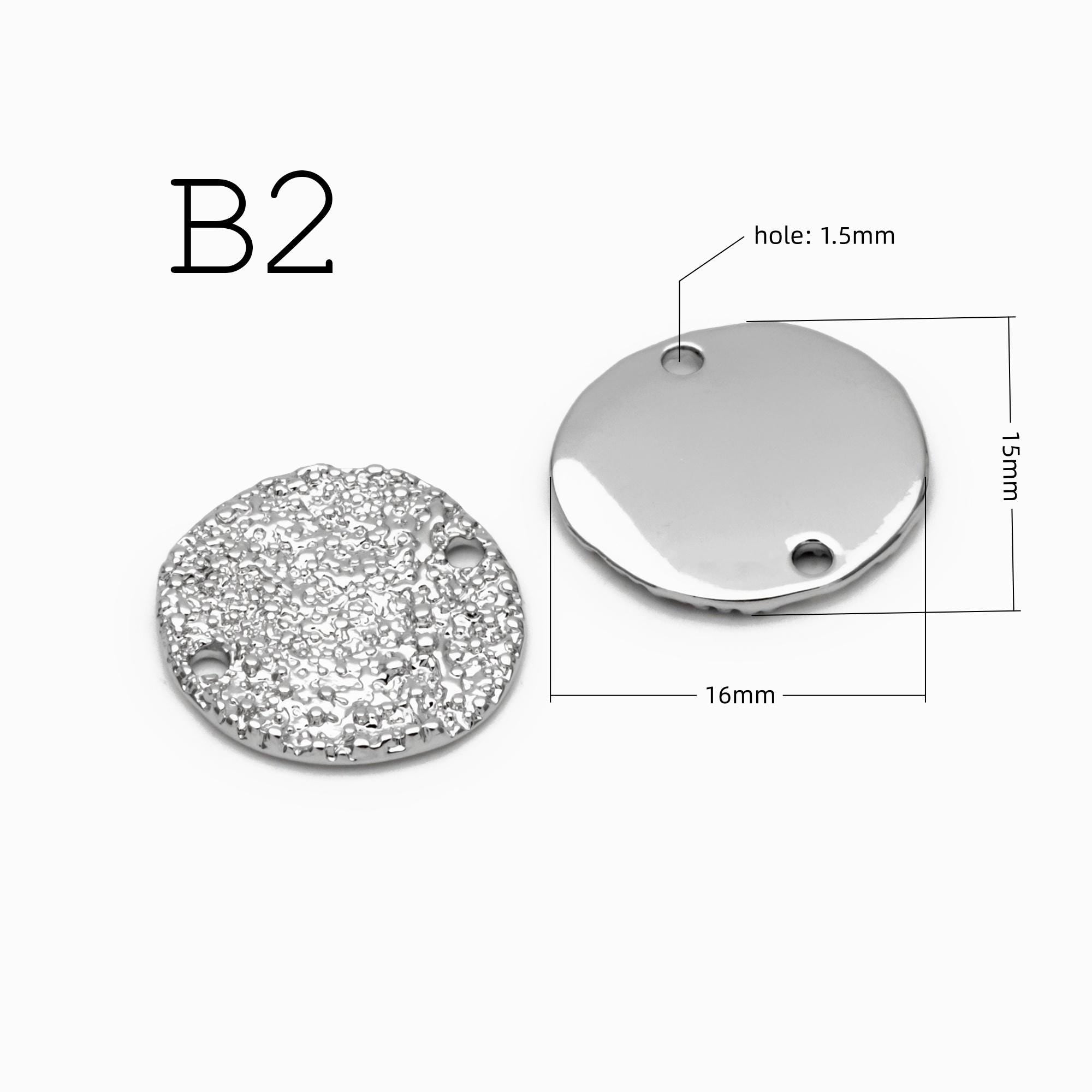 10pcs Gold/ Silver Tone Hammered Charm Connectors, Gold/ Rhodium plated Brass, Rustic Geometric Pendents (GB-1422)