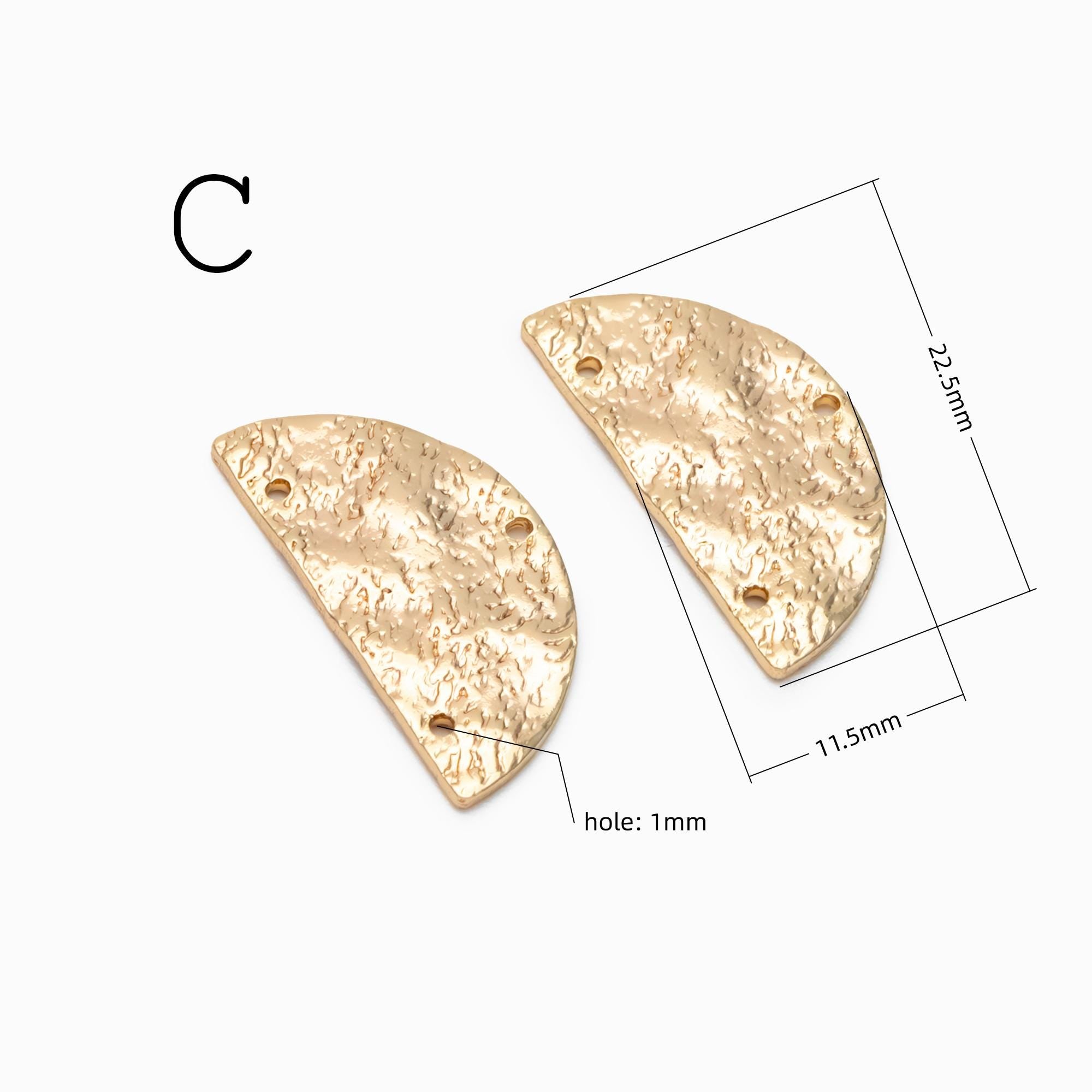 10pcs Gold/ Silver Tone Hammered Charm Connectors, Gold/ Rhodium plated Brass, Rustic Geometric Pendents (GB-1422)