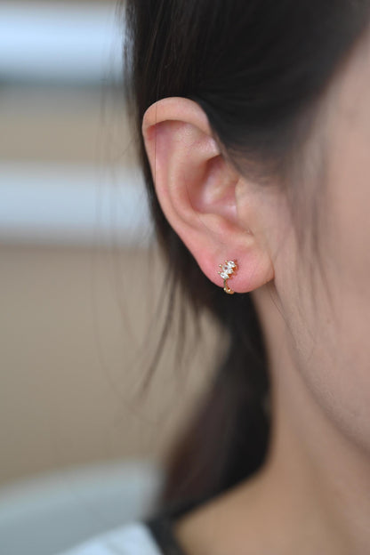 4pcs CZ Pave Hoop Earrings, Dainty Huggie Earrings, Minimalist Earring, Small Gold Hoops Earring (GB-3467)