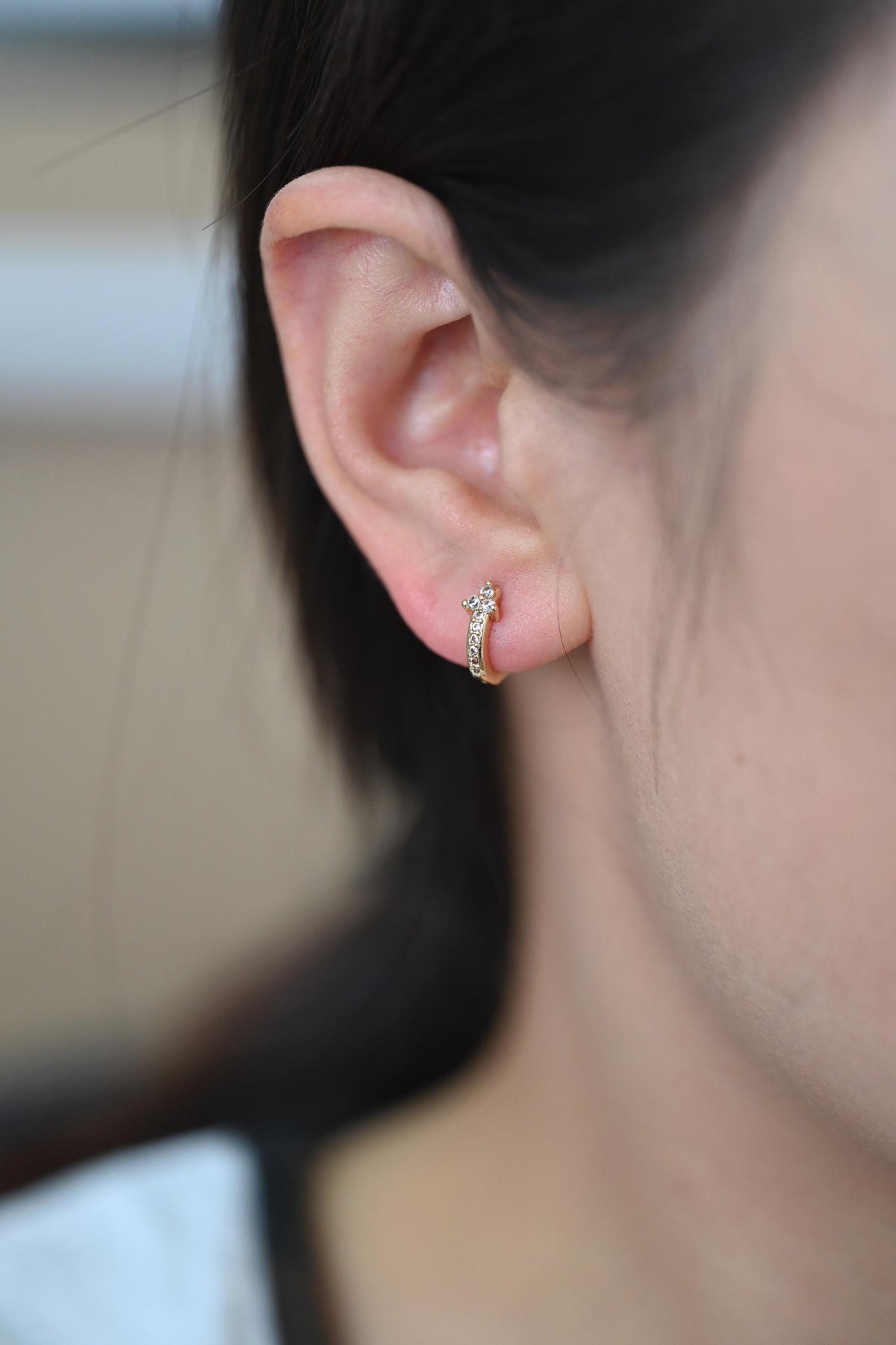 4pcs CZ Pave Tiny Hoop Earrings , Dainty Huggie Earrings, Minimalist Earring, Small Gold Hoops Earring (GB-3477)