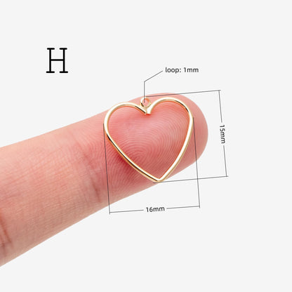 10pcs Gold/ Silver Tone Geometric Charms, 18K Gold/ Rhodium plated Brass Link Pendants, Teardrop Square Rhombus Triangle Heart (GB-368)