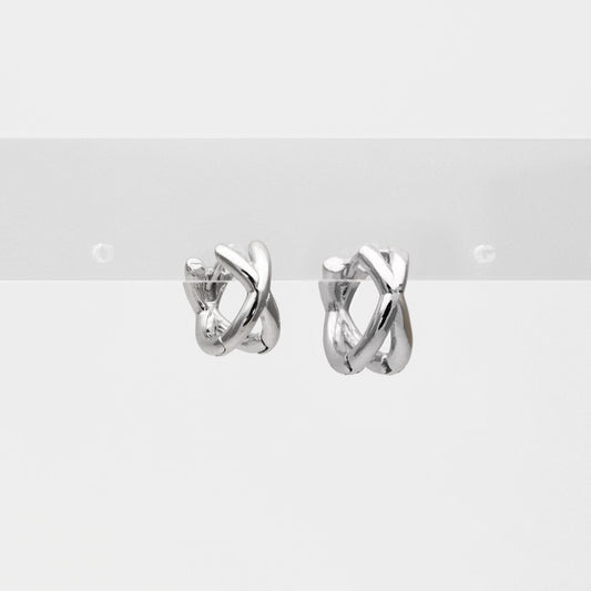 10pcs Gold/ Silver Tone Criss Cross Hoop Earrings, Gold/ Rhodium plated Brass, Huggie Earrings, Gold Hoops, Huggies (GB-3465)