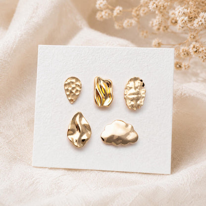 10pcs Gold Cloud Earrings, Stud Earring with loops, Gold plated Brass Ear Posts (#GB-3956)
