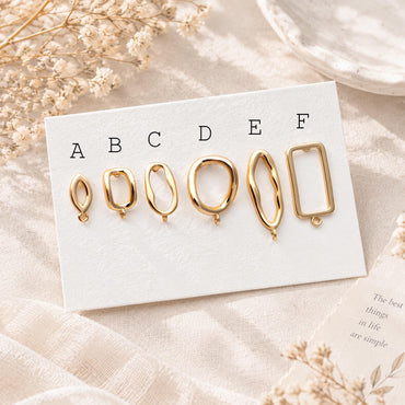 10pcs Rectangle Ear Posts with Loop, 18K Gold Plated Brass Stud Earrings Findings, Geometric Earring Components (GB-2018)
