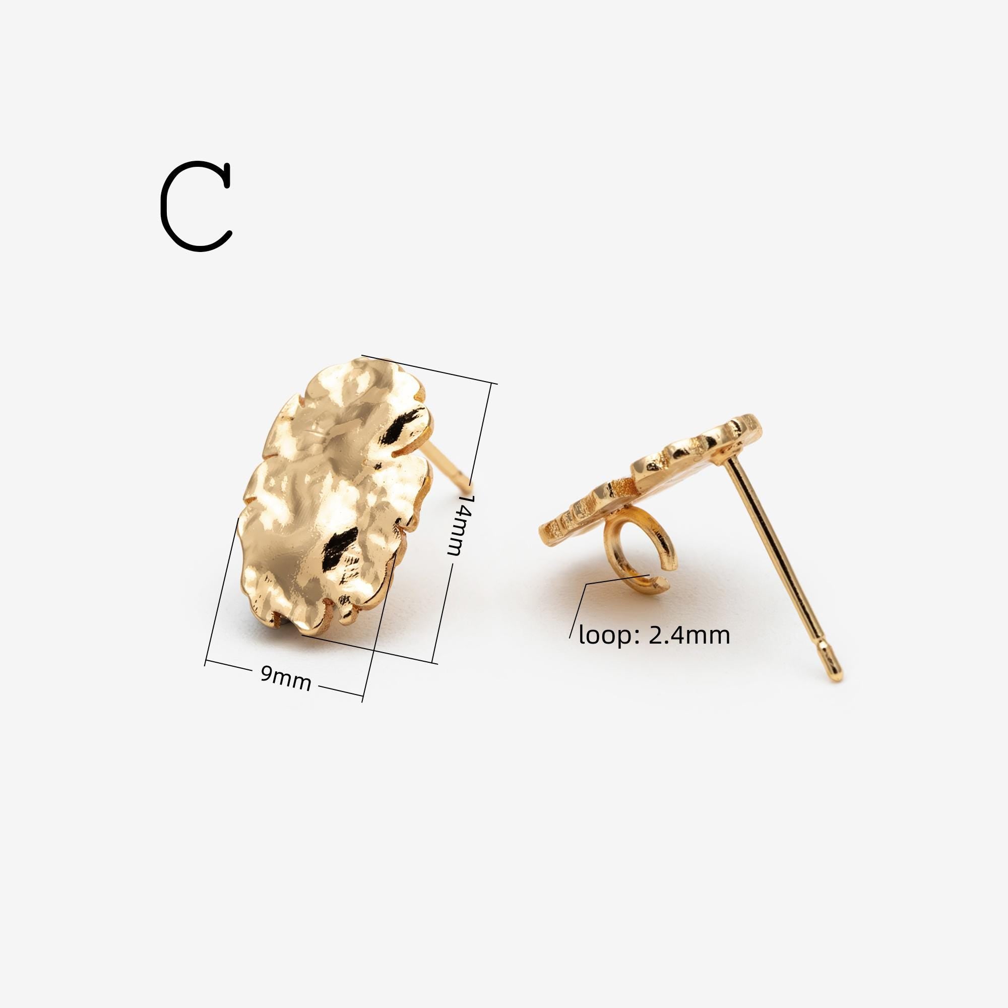 10pcs Gold Cloud Earrings, Stud Earring with loops, Gold plated Brass Ear Posts (#GB-3956)