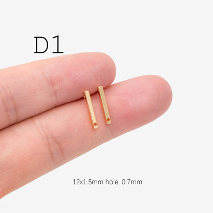 10pcs Gold Ear Posts with Loops, 18K Gold Plated Brass, Square Triangle Rhombus Round, Geometric Stud Earring Components (GB-494)