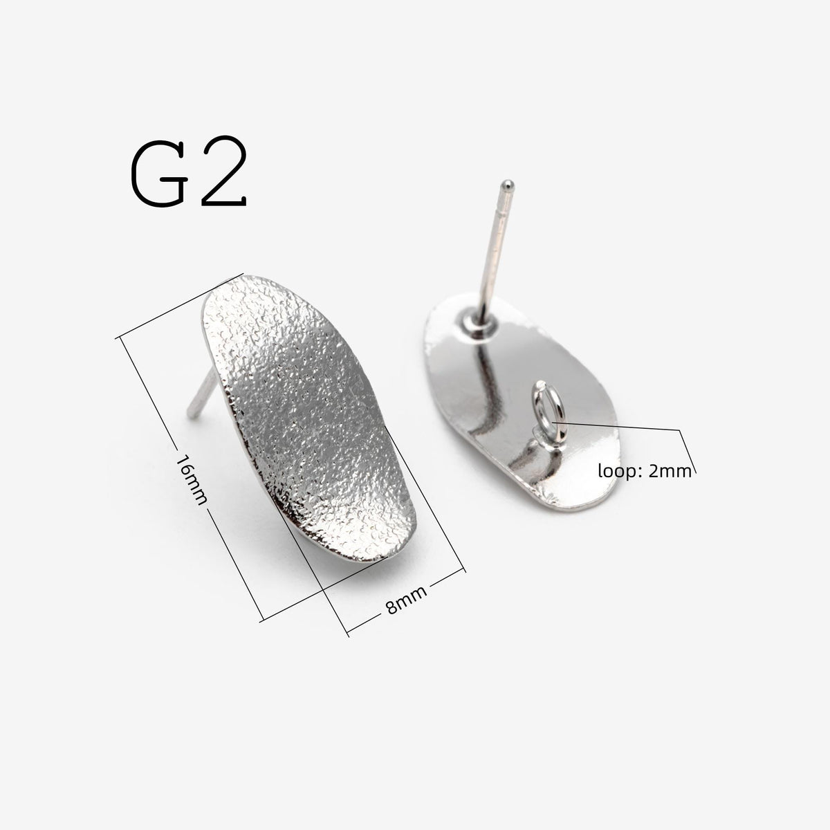 10pcs Gold Curved Rhombus Earring With A Loop, Real Gold Plated Brass Geometric Earring Studs (GB-3214)