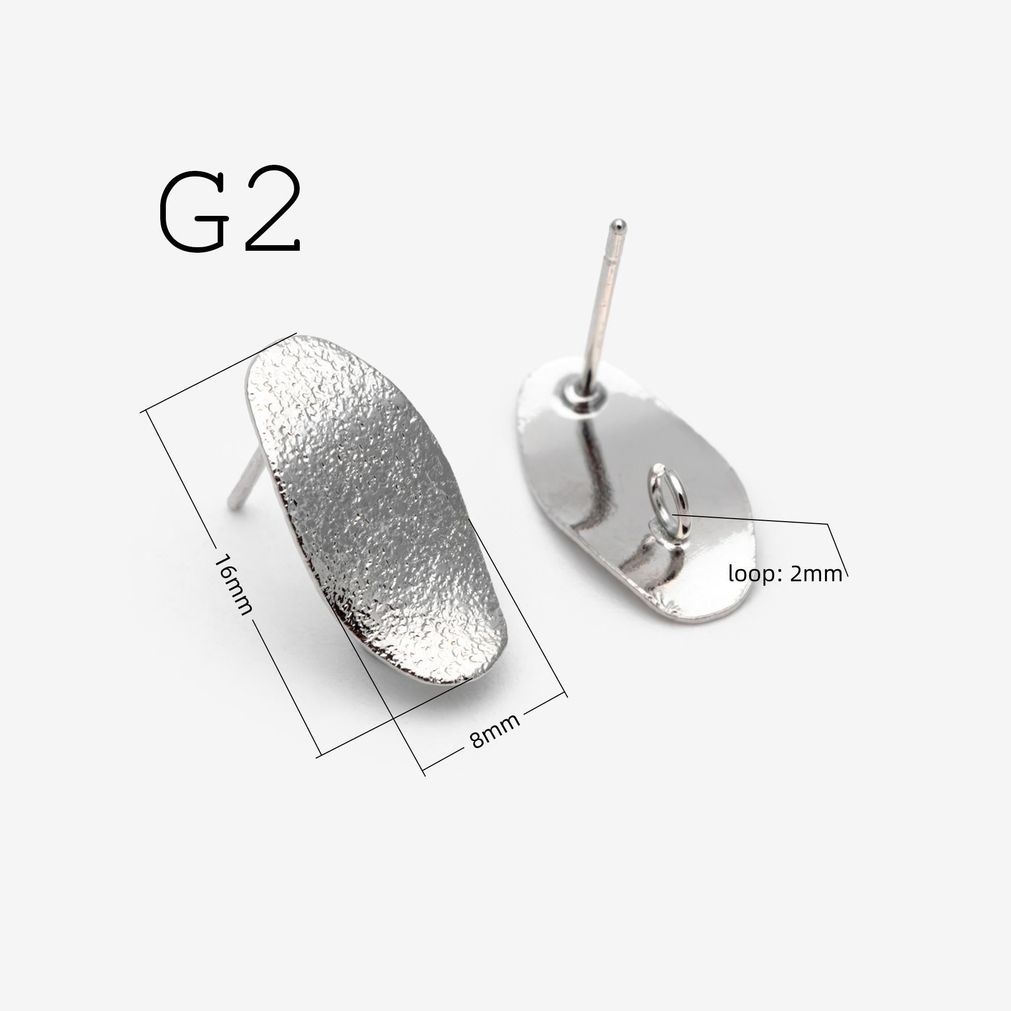 10pcs Gold Curved Rhombus Earring With A Loop, Real Gold Plated Brass Geometric Earring Studs (GB-3214)