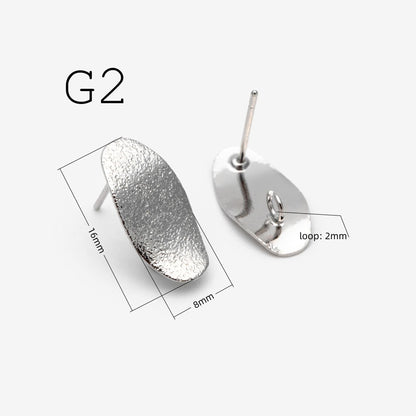 10pcs Gold Curved Rhombus Earring With A Loop, Real Gold Plated Brass Geometric Earring Studs (GB-3214)