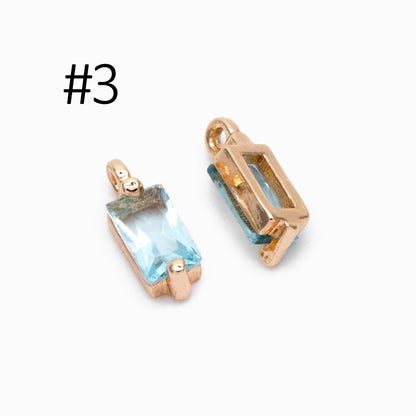 10pcs Glass Pave Gold Rectangle Charm, Earring Findings, Jewelry Making, Jewelry Supplies (GB-3126)