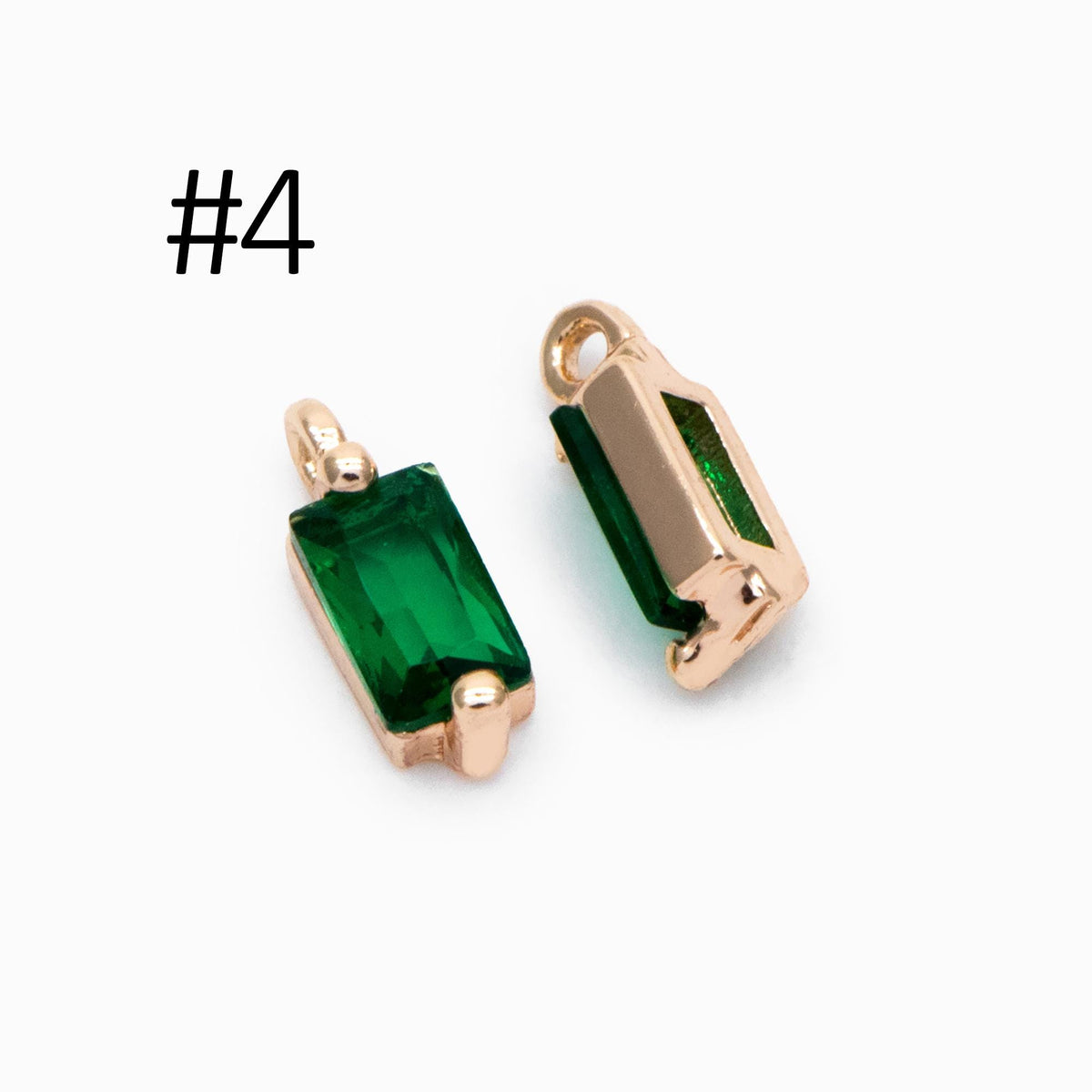 10pcs Glass Pave Gold Rectangle Charm, Earring Findings, Jewelry Making, Jewelry Supplies (GB-3126)