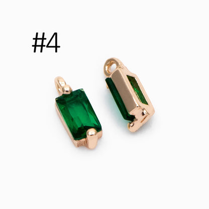 10pcs Glass Pave Gold Rectangle Charm, Earring Findings, Jewelry Making, Jewelry Supplies (GB-3126)