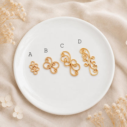 10pcs Gold Filigree Flower Charm Pendants, Gold plated Brass, Jewelry Making, Diy Material, Jewelry Supplies (GB-114)