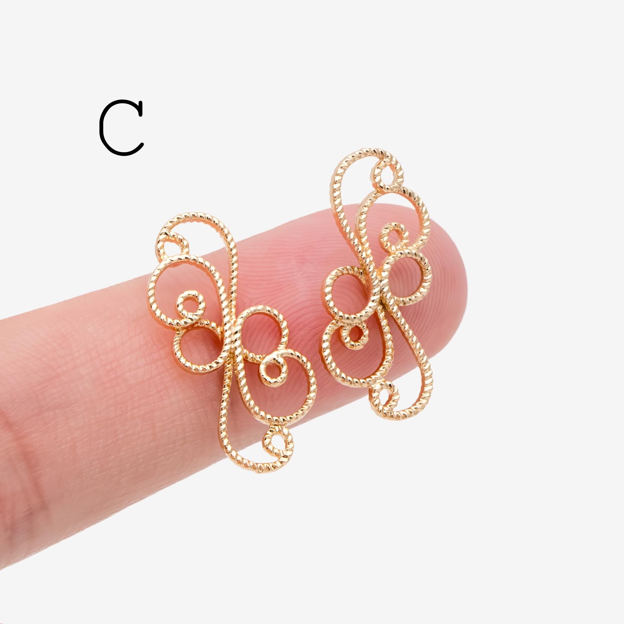 10pcs Gold Filigree Flower Charm Pendants, Gold plated Brass, Jewelry Making, Diy Material, Jewelry Supplies (GB-114)