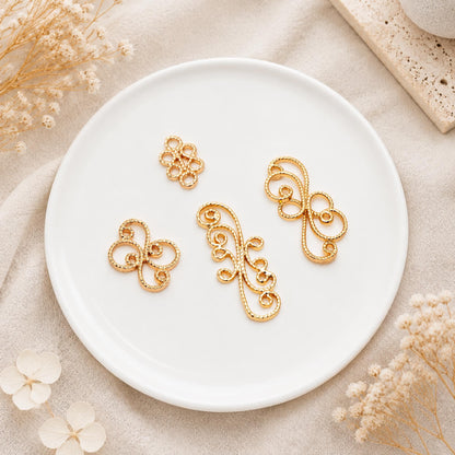 10pcs Gold Filigree Flower Charm Pendants, Gold plated Brass, Jewelry Making, Diy Material, Jewelry Supplies (GB-114)