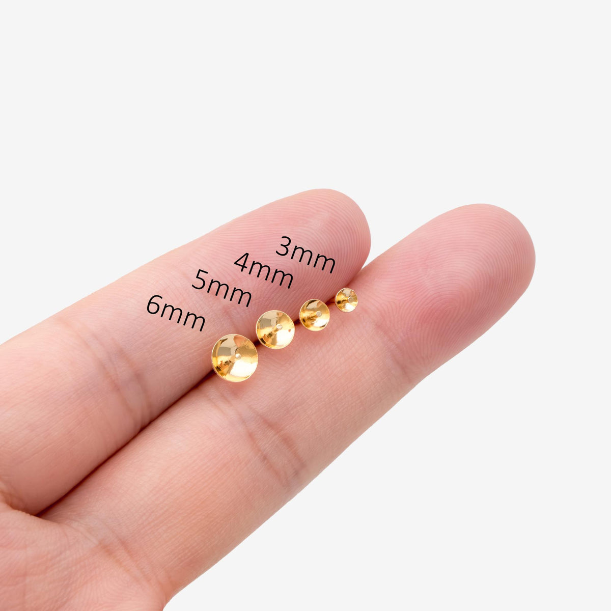 20pcs Gold plated Brass Ear Stud Posts with 4/6mm Cup Peg (GB-1674)