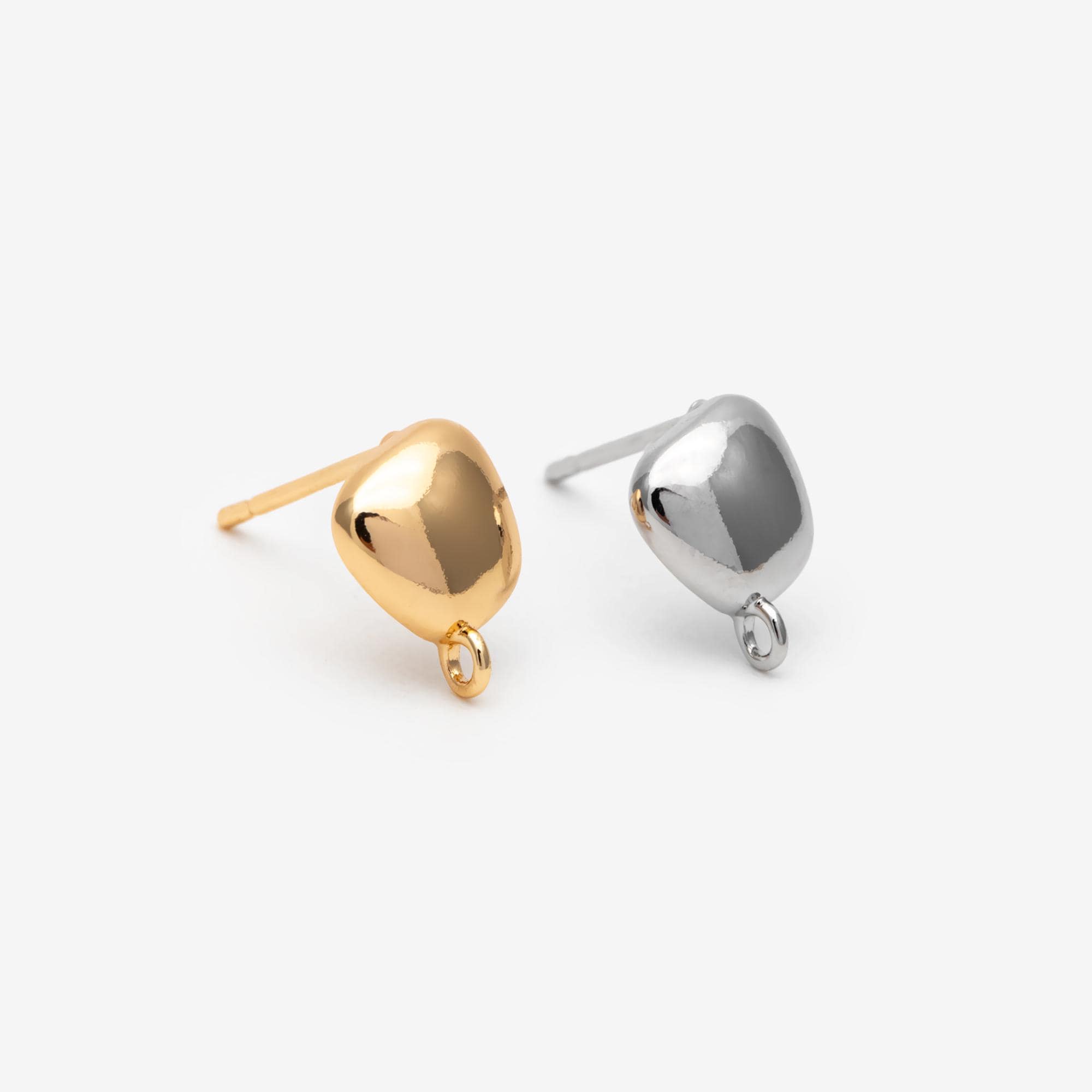10pcs Gold Irregular Earring with Loop, Real Gold Plated Brass Geometric Earring Studs (GB-2608)