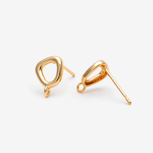 10pcs Gold/ Silver Irregular Ear Post with Loop, Geometric Earring Studs (GB-2613)