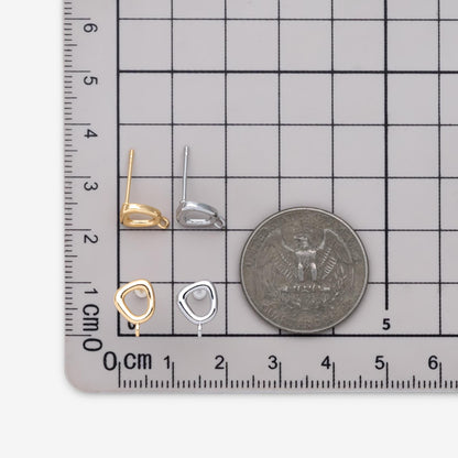 10pcs Gold/ Silver Irregular Ear Post with Loop, Geometric Earring Studs (GB-2613)