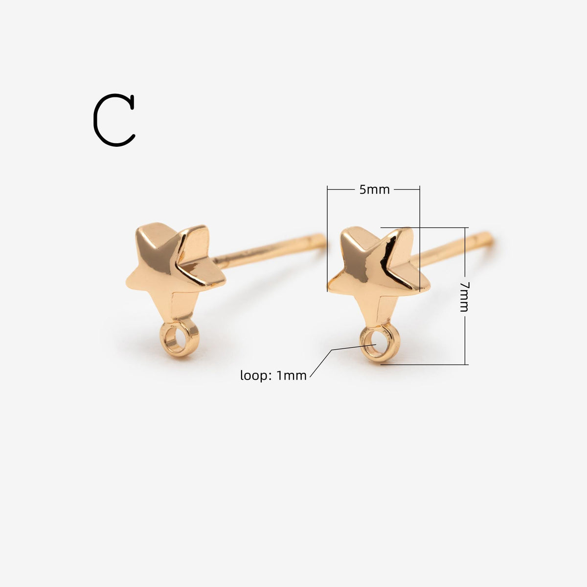 4pcs Moon and Star Earring, Gold Plated Brass Stud Earrings (#GB-311)