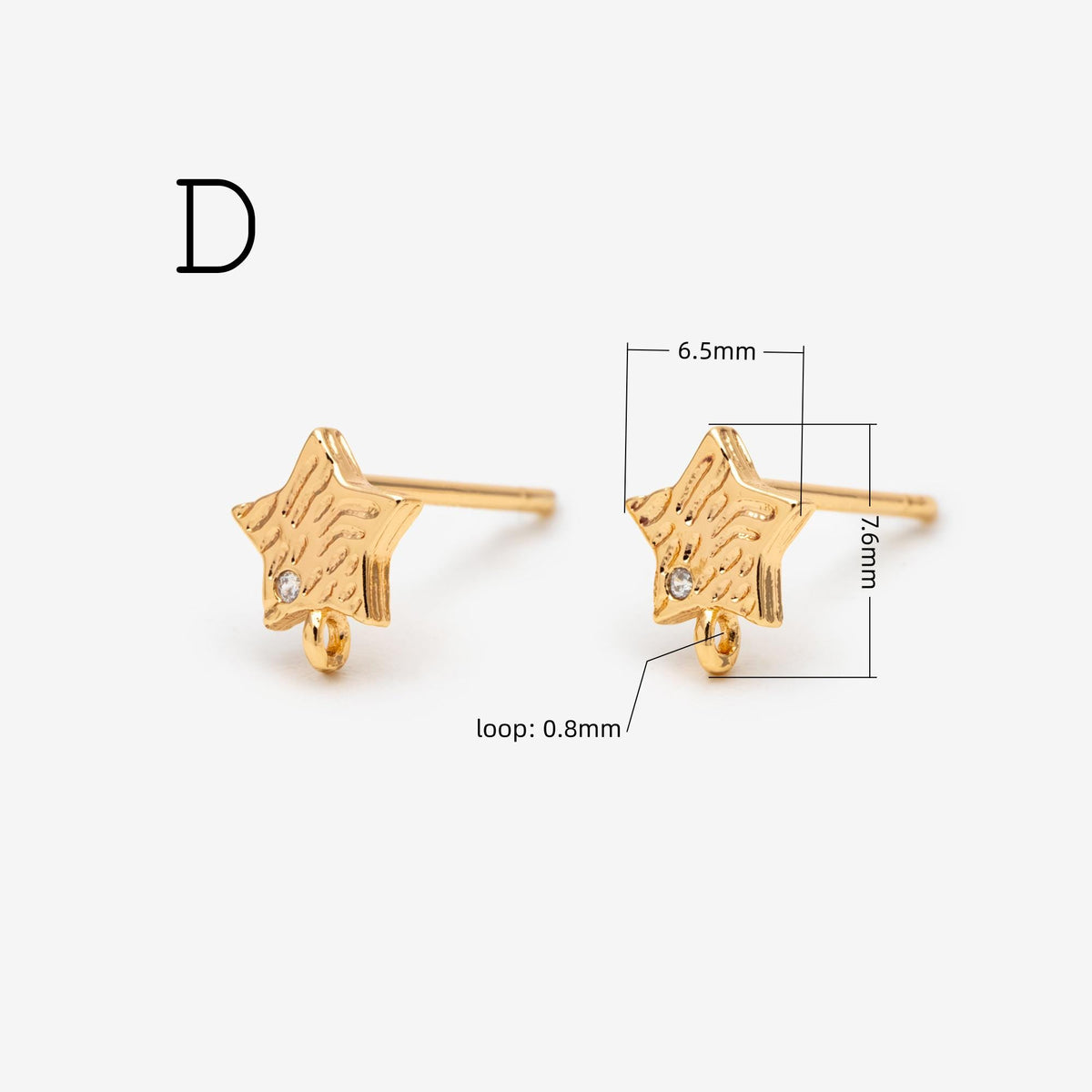 4pcs Moon and Star Earring, Gold Plated Brass Stud Earrings (#GB-311)