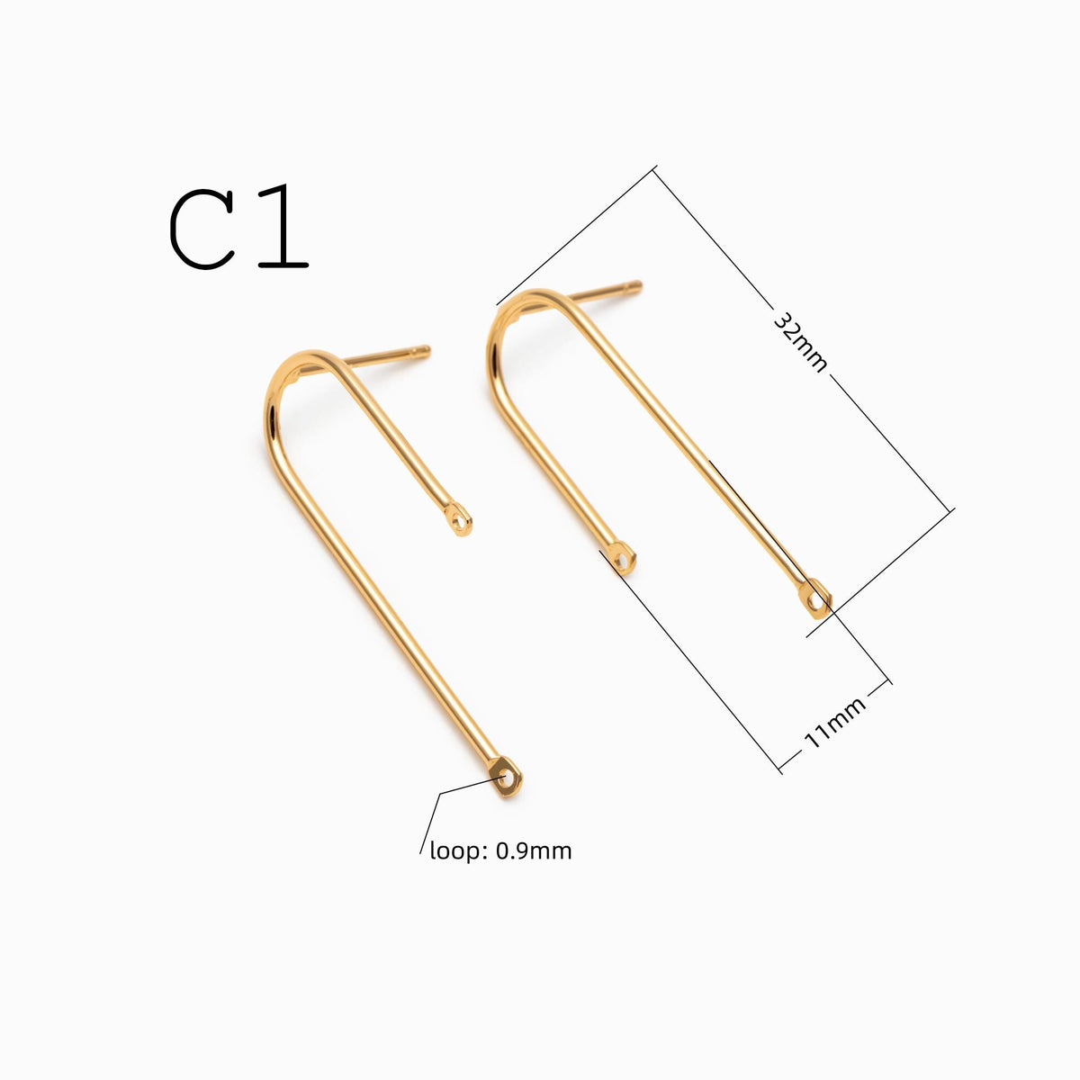 10pcs Gold/ Silver U-shaped Bar Stick Charms/ Earrings (GB-784)