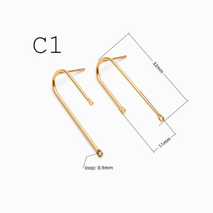 10pcs Gold/ Silver U-shaped Bar Stick Charms/ Earrings (GB-784)