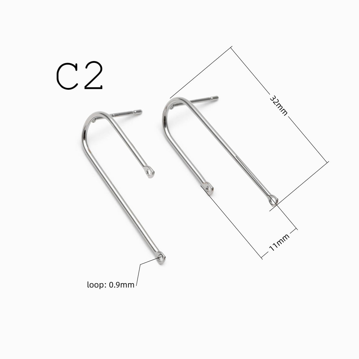 10pcs Gold/ Silver U-shaped Bar Stick Charms/ Earrings (GB-784)