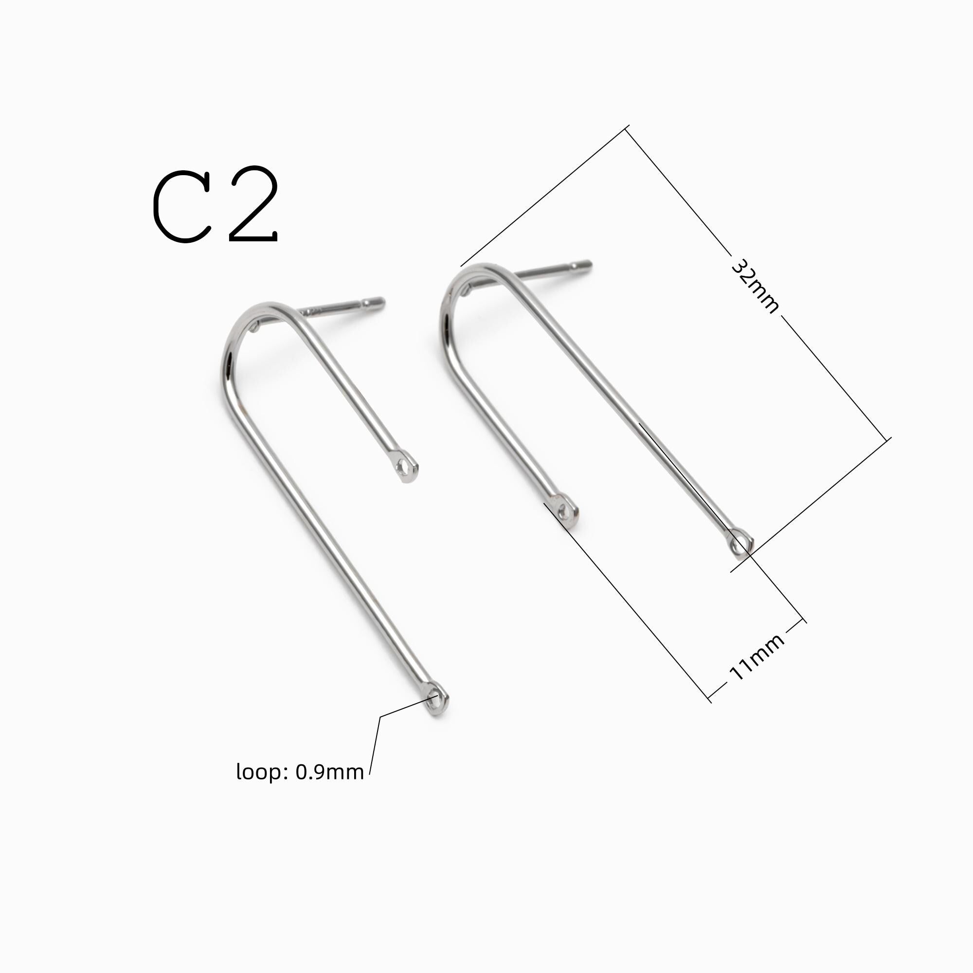 10pcs Gold/ Silver U-shaped Bar Stick Charms/ Earrings (GB-784)