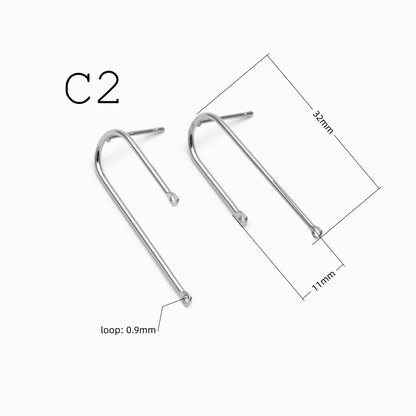 10pcs Gold/ Silver U-shaped Bar Stick Charms/ Earrings (GB-784)